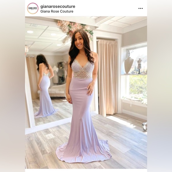 Jovani Soft Lavender Prom Gown Style 63147 *Dry Cleaned* - Picture 9 of 12